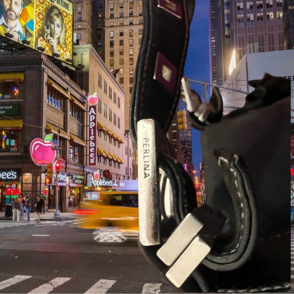 Great Perkins Basic Thick Black Leather Baguette … - image 7